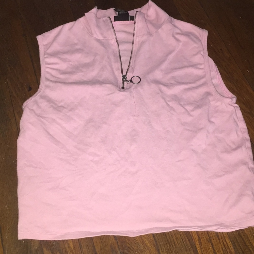 Baby pink zip up shirt